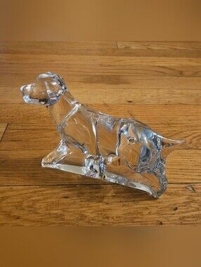 *Baccarat Vintage Crystal Labrador Lab Retriever Paperweight, Figurine Signed